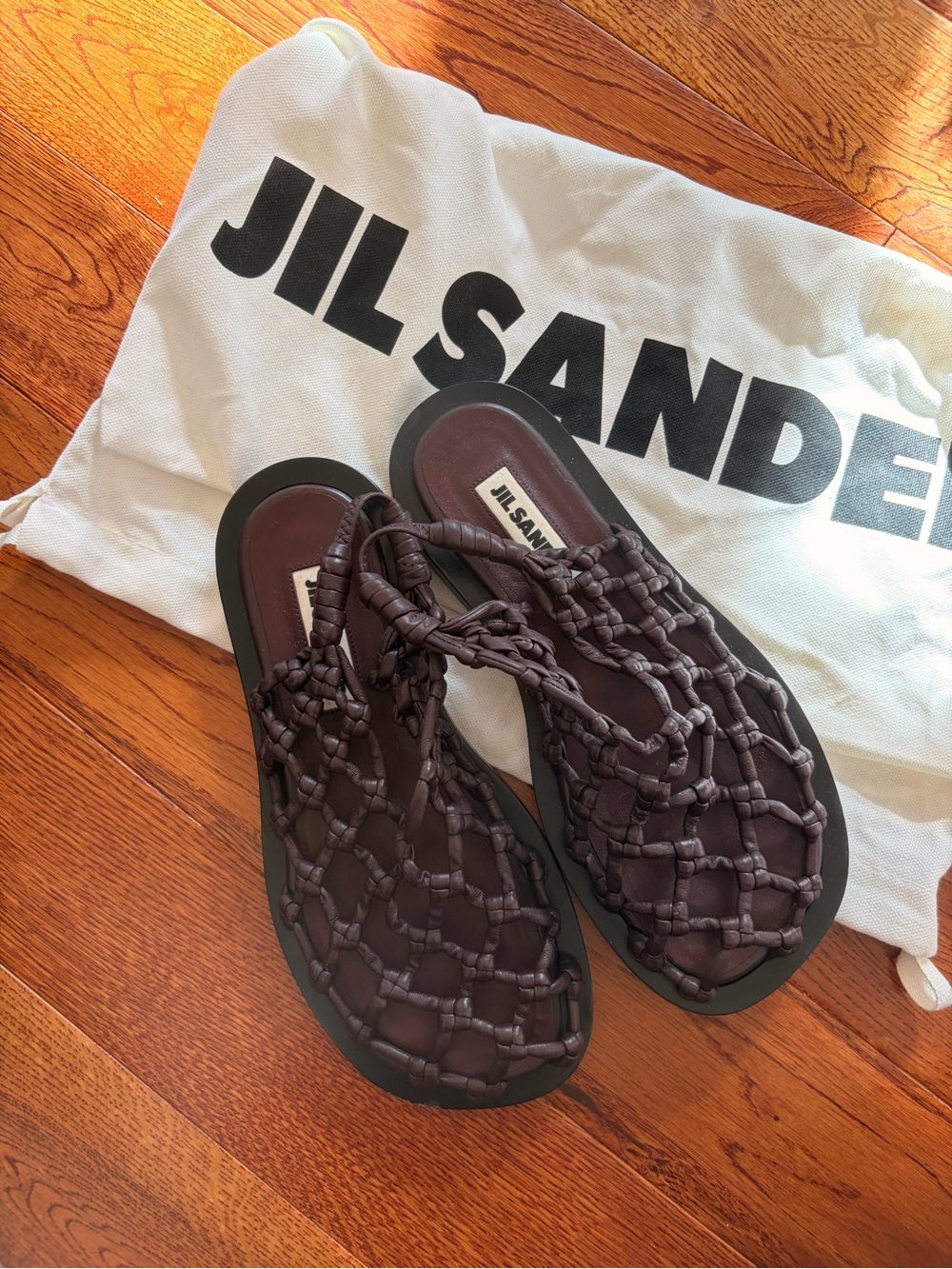 Jil Sander Dark Brown Braided Slide Sandals - Picture 7 of 8